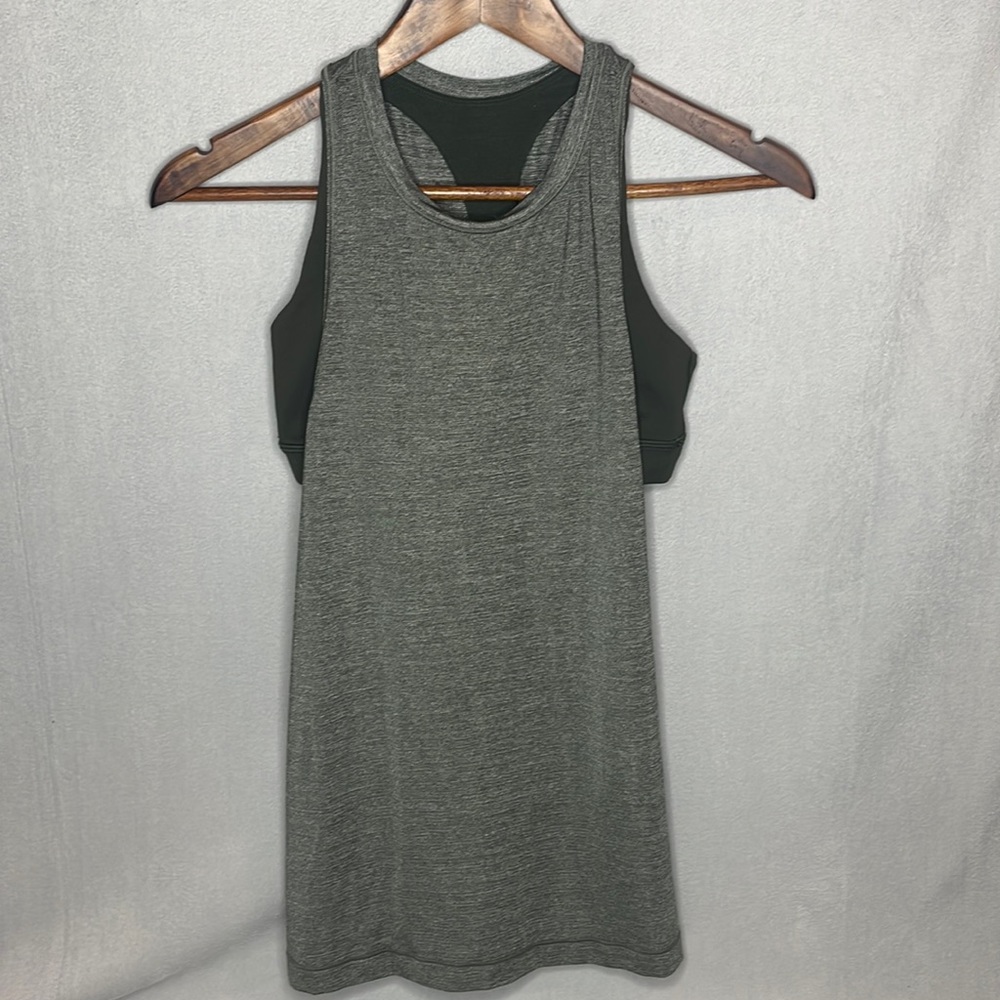 lululemon Tank Top with Built-in Bra olive green and Black Size 4